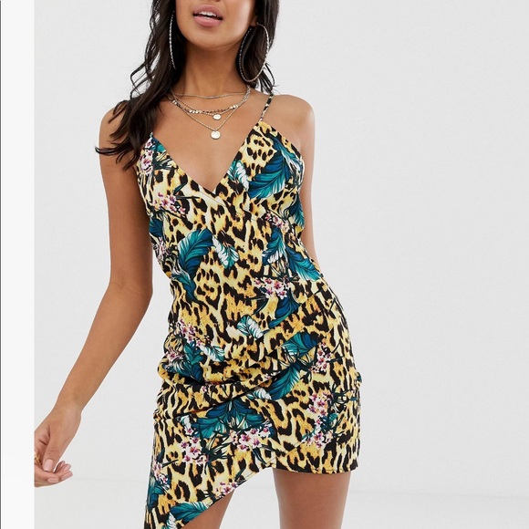ASOS DESIGN drape front cami beach dress in tropical animal print NWOT 4 - Picture 2 of 3